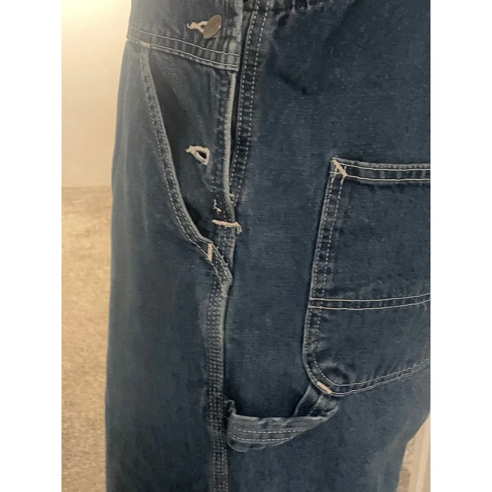 Carhartt Mens Denim Bib Overalls Dark Wash Carpenter Workwear Dungarees VTG 2006